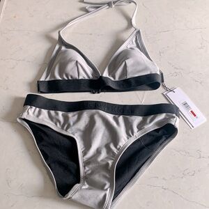 Calvin Klein Women's Low Waisted Elastic Logo Triangle Bikini Set